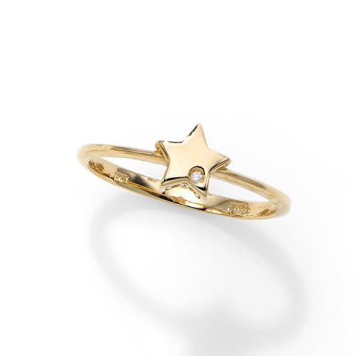 14K yellow Gold .005CT Diamond Star Ring