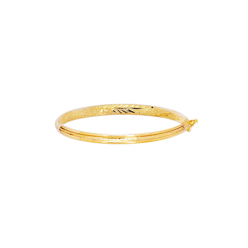 14kt 5.5mm Yellow Gold Shiny Diamond Cut Florentine Bangle with Clasp