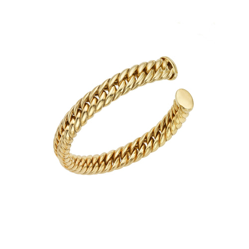 14K yellow Gold Curb Cuff Bangle