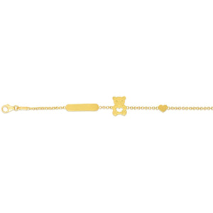 14kt Gold 6" Yellow Finish IDElement:17x4mm+Element-1:7x10mm+Element-2:5x4mm Shiny Panda Bear Animal Bracelet with Lobster Clasp