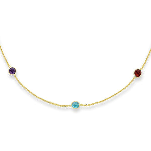 14K Yellow Gold  18" Multi-color Station Necklace