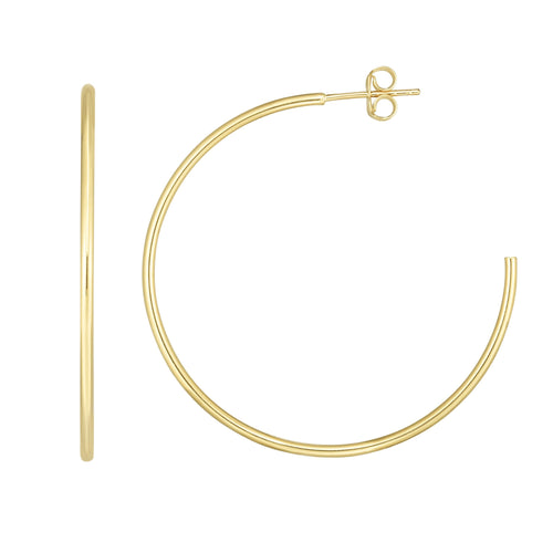 14kt Gold Yellow Finish 1.5x42x42mm Polished Post Earring with Push Back Clasp