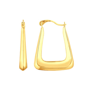 14kt Gold Yellow Finish 21.7x17.2mm Polished Hoop Earring with Hinged Clasp