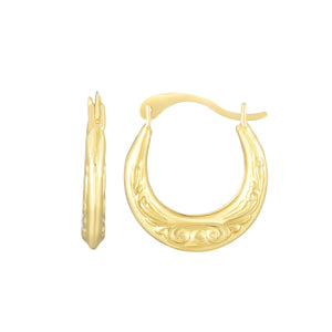 14kt Gold Yellow Finish 14.5x13.5mm Polished Hoop Earring with Hinged Clasp