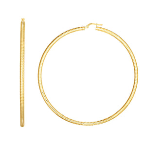 14kt Gold Yellow Finish 3x79x78mm Polished Hoop Earring with Hinged Clasp