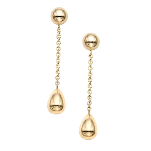 14K yellow Gold Trinity Bead Drop Earrings