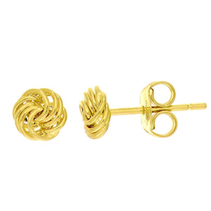 14Kt Yellow Gold Shiny Small Love Knot Post Earring