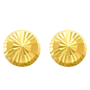 14Kt Yellow Gold 8.0mm Shiny Diamond Cut Stud Earring