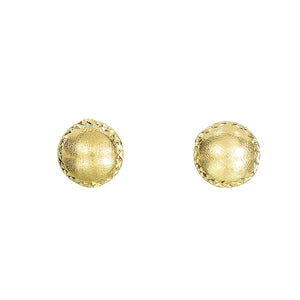 14Kt Yellow Gold 8mm Satin M&M Bead with Diamond Cut Edges Post Earring