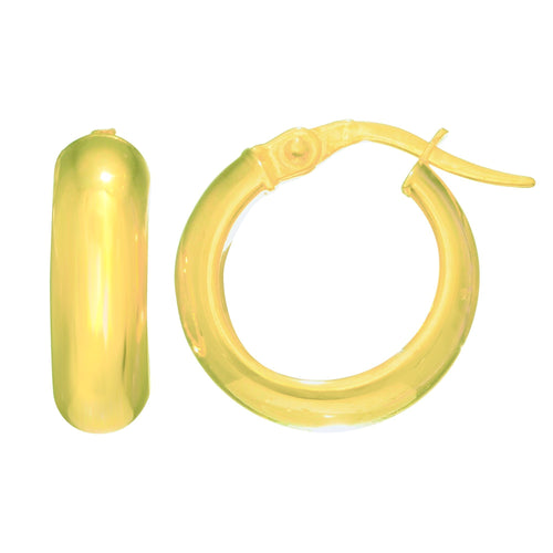 14Kt Yellow Gold 4.95X14.85mm Shiny Small Domed Hoop Earring