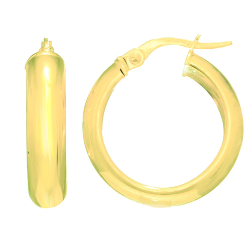 14Kt Yellow Gold 4.85X19.5mm Shiny Small Domed Hoop Earring