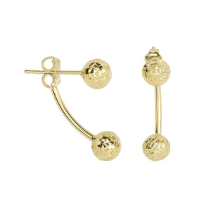 14K Yellow Gold 19.4X5.9mm Shiny+Diamond Cut Belly Ring Style Post Earring with Push Back Clasp