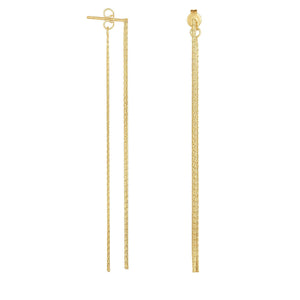 14Kt Yellow Gold Shiny+Diamond Cut 3" Multi Stranded Drop Earring with Multi Stranded Post+Push Back Clasp
