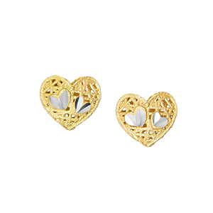 14Kt Yellow Gold Heart Post Earring with Push Back Clasp