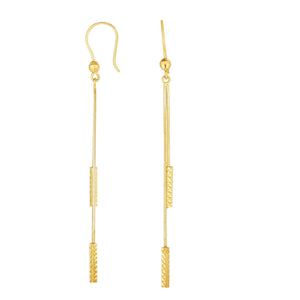 14kt Gold Yellow Finish 2.7x66mm Ball Drop Earring with Euro Wire Clasp
