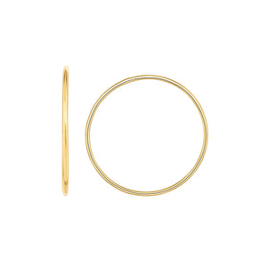 14kt Gold Yellow Finish 1.2x30mm Shiny Round Tube Hoop Fancy Earring with Slide Clasp