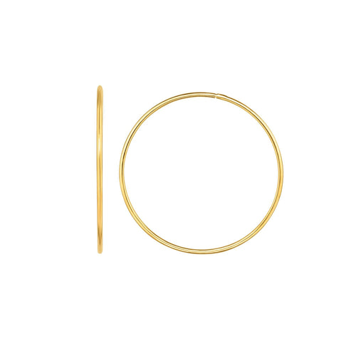 14kt Gold Yellow Finish 1.2x35mm Shiny Round Tube Hoop Fancy Earring with Slide Clasp