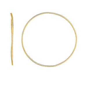 14kt Gold Yellow Finish 1.2x50mm Shiny Round Tube Hoop Fancy Earring with Slide Clasp
