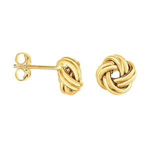 14kt Gold Yellow Finish Shiny Fancy Post Love knot Earring with Push Back Clasp