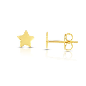 14kt Gold Yellow Finish 6.5mm Shiny Fancy Post Star Earring with Push Back Clasp