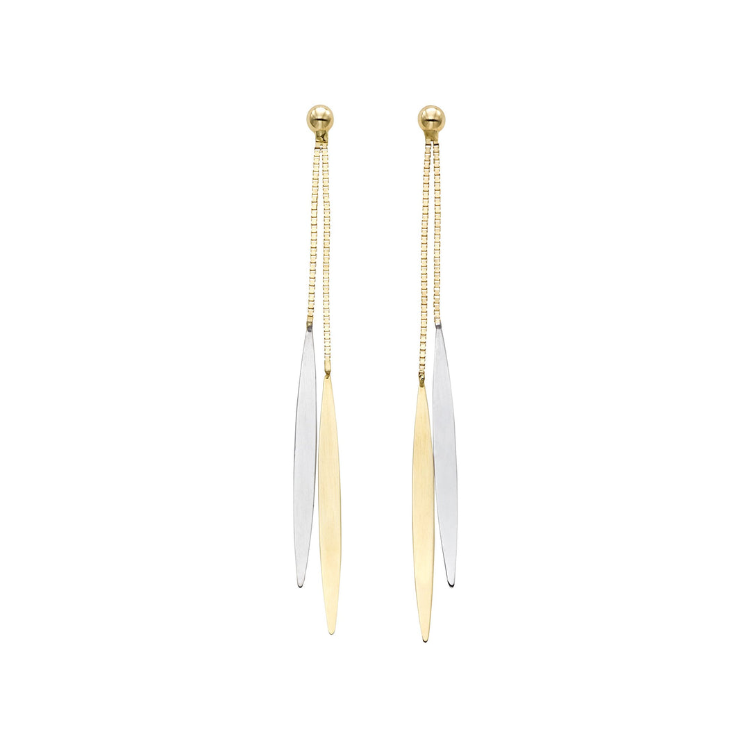 14kt Two-tone Drop Soho Earrings with Push Back Clasp