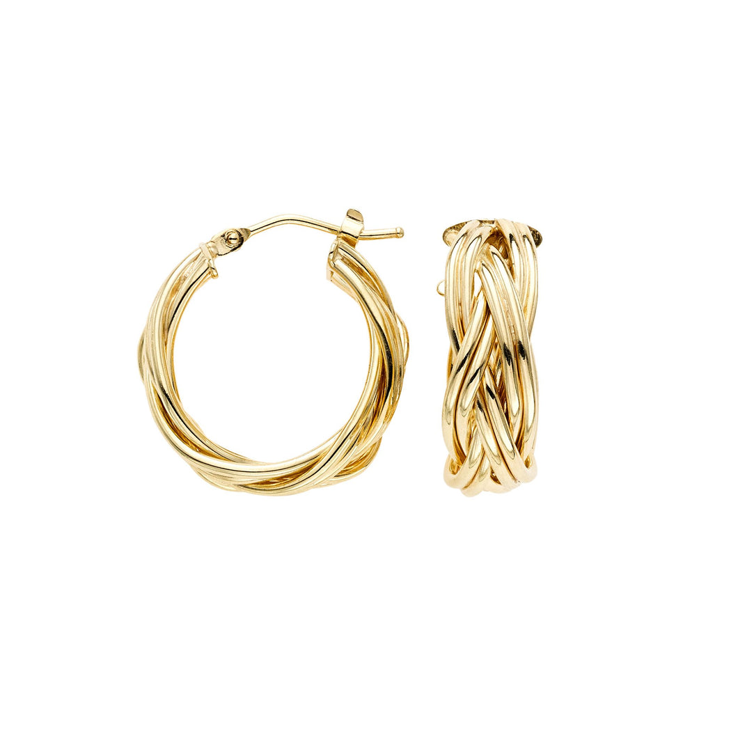 14kt LargeYellow Gold Italian Braid Earring with Hinged Clasp
