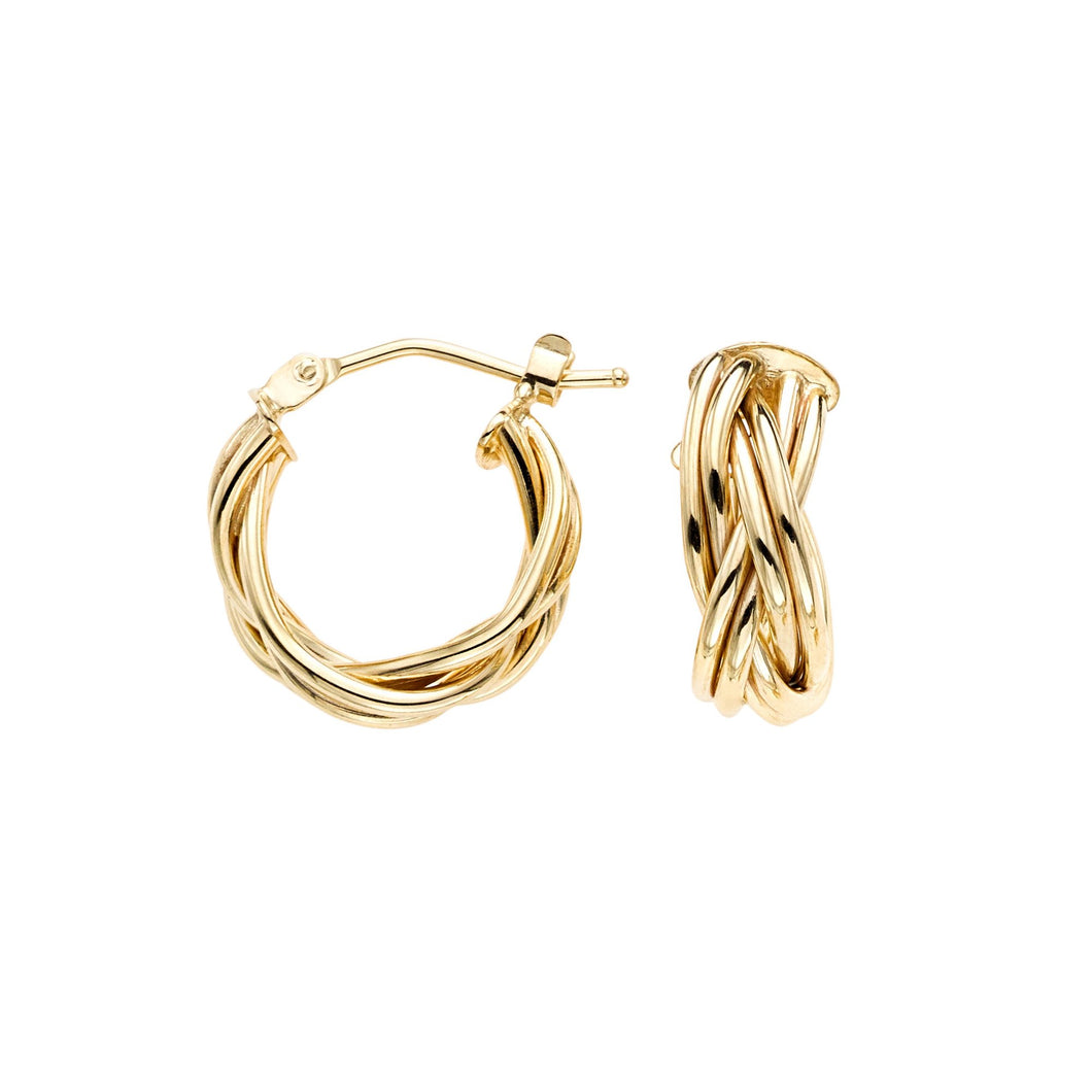 14kt Yellow Gold Italian Braid Earring with Hinged Clasp