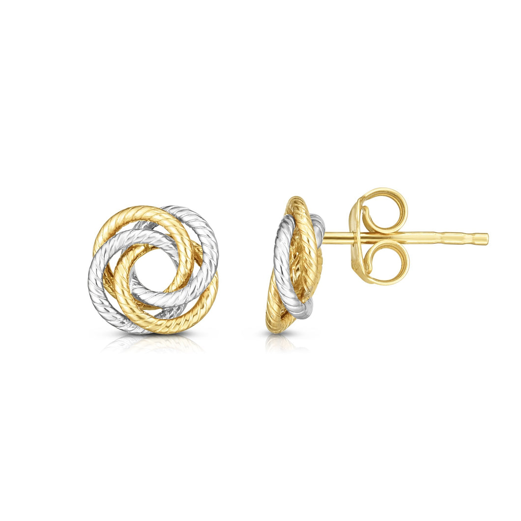 14K Two-tone Open Knot Studs