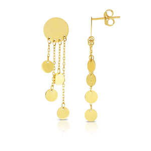 14kt Gold Yellow Finish Disc Earring with Push Back Clasp