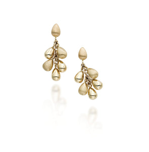 14kt Yellow Gold Le Gocce Earring, with Satin Finish &  Push Back Clasp