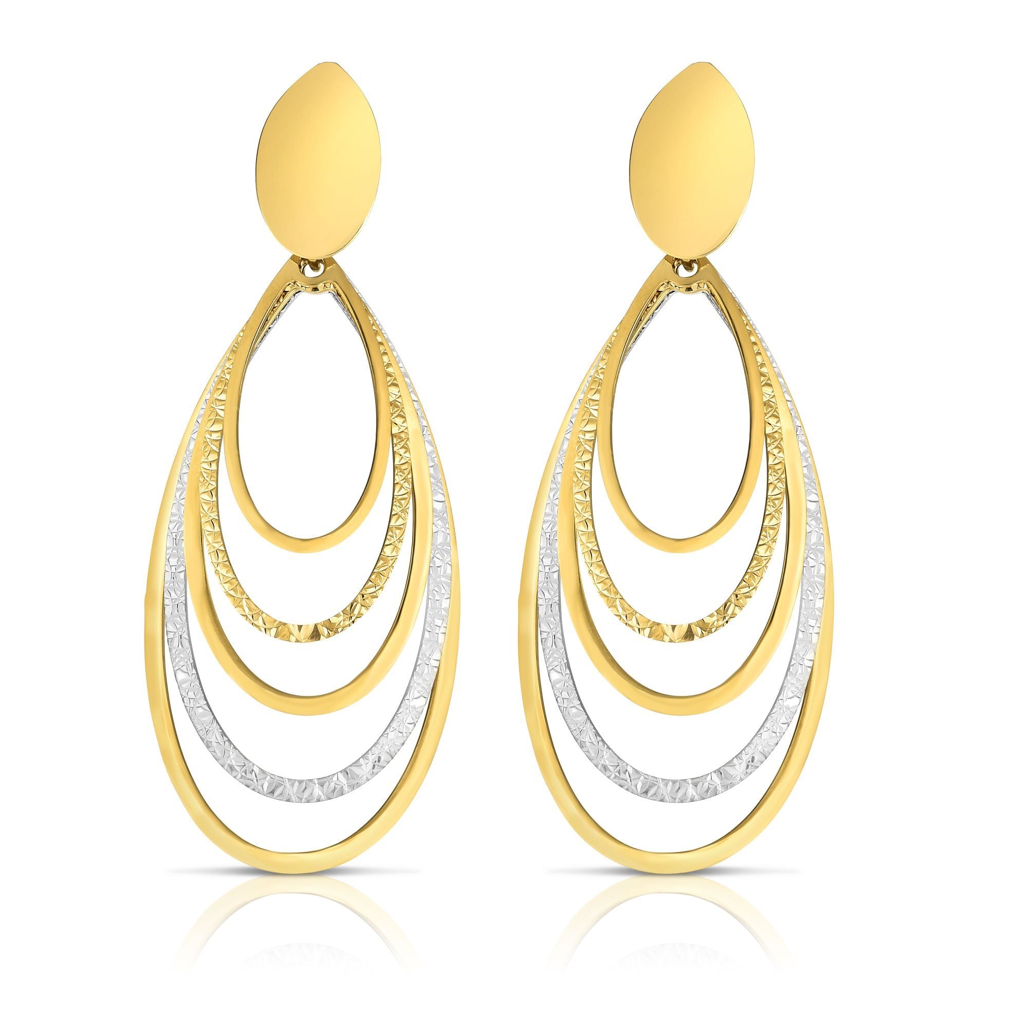 14kt Gold Yellow Finish 5x41mm Shiny Diamond Shaped Drop Fancy Earring with Euro Wire good Clasp