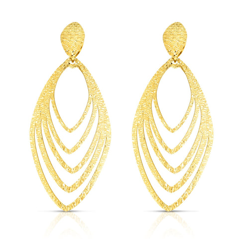 14kt Gold Yellow Finish Diamond Cut Earring with Push Back Clasp
