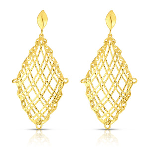 14kt Gold Yellow Finish Diamond Cut Earring with Push Back Clasp