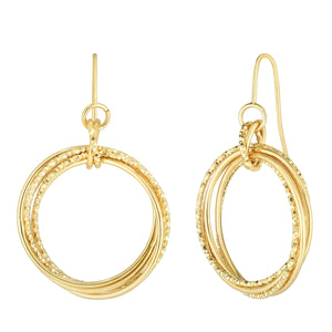 14kt Gold Yellow Finish Diamond Cut Earring with Euro Wire Clasp