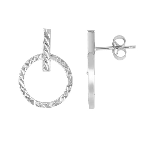 14kt Gold White Finish Earring with Push Back Clasp