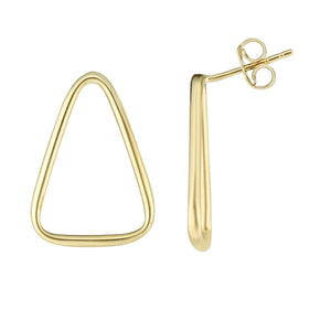 14kt Gold Yellow Finish 21.2x15mm Post Soft Triangle Earring with Push Back Clasp