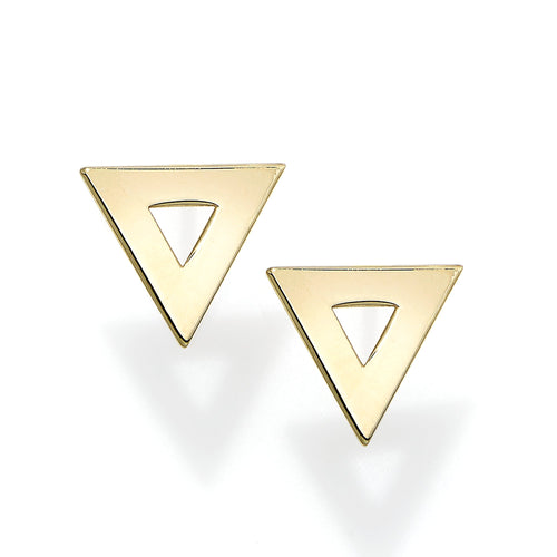 14K yellow Gold Triangle  Studs