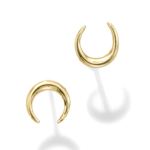14kt Gold Yellow Finish 6.5x6.8mm Polished Moon Post Earring with Push Back Clasp