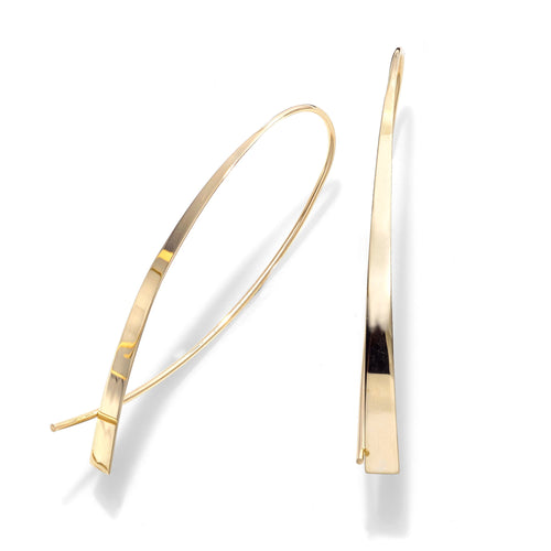 14K Yellow Gold Thread-through Ribbon Hoops