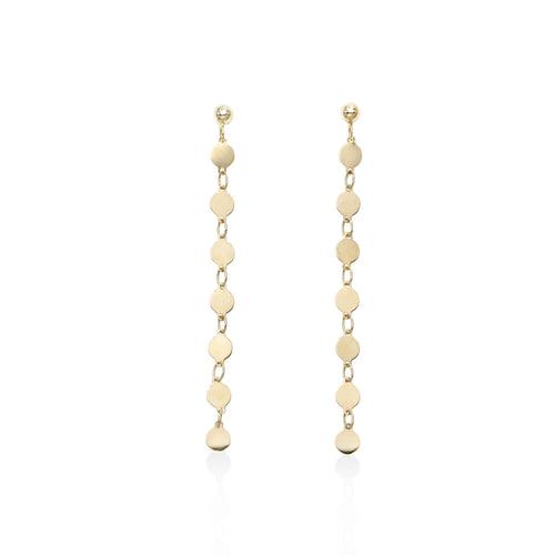 14K Yellow Gold Mirrored Chain Drop Earrings
