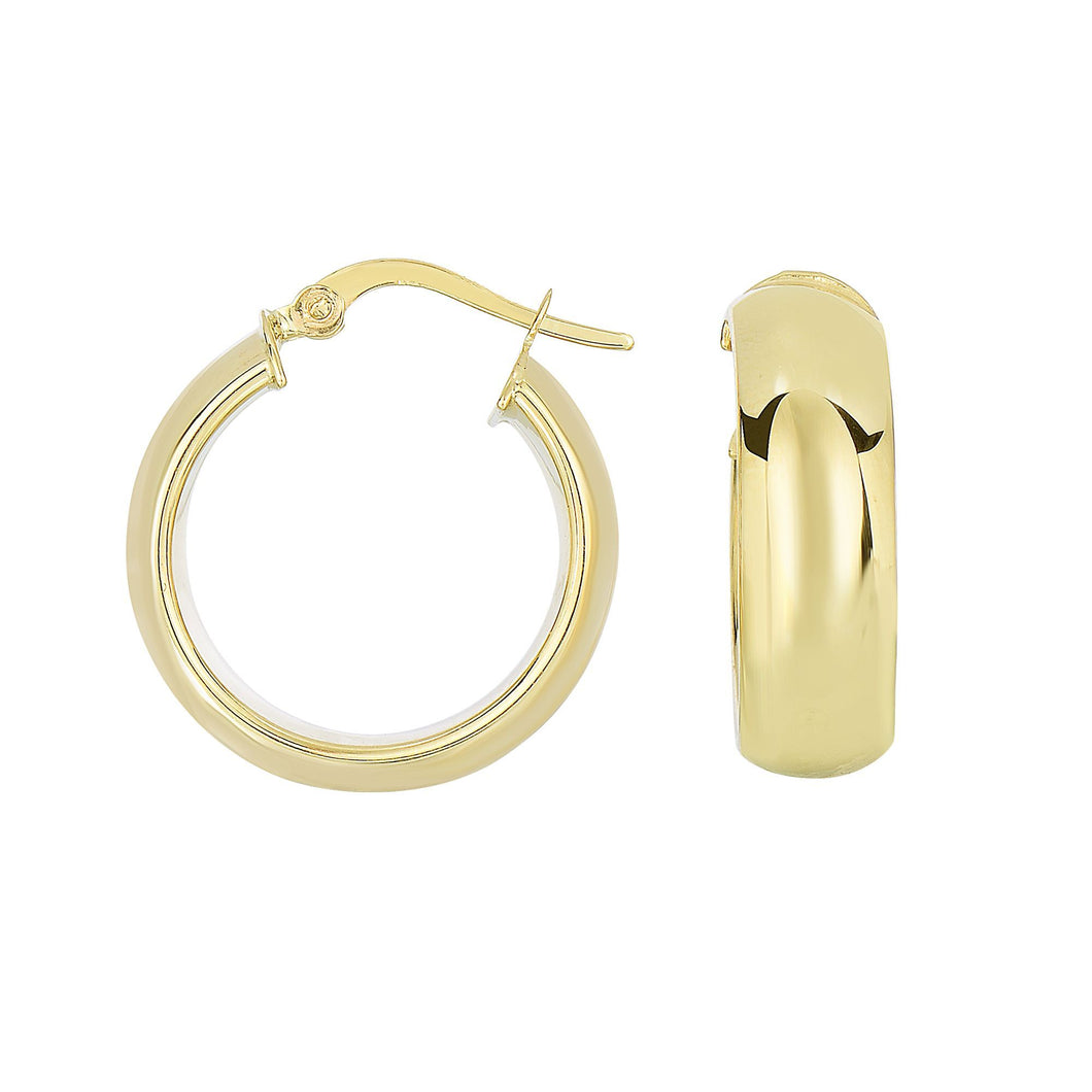 14Kt Yellow Gold Shiny Small Timeless Hoop Earring with Hinged Clasp