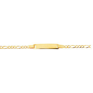 14kt 6" Yellow Gold 6" Shiny Classic Figaro ID Bracelet with Lobster Clasp