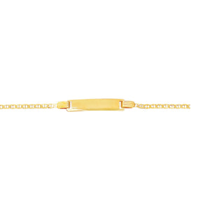 14kt 6" Yellow Gold Shiny Mariner Link ID Bracelet with Lobster Clasp
