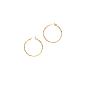 14Kt Yellow Gold 1.5X25mm Shiny Round Tube Hoop Fancy Earring with Hinged Clasp