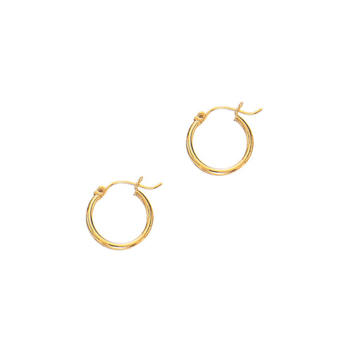 14Kt Yellow Gold 2X20mm Shiny Super Lite Tube Earring