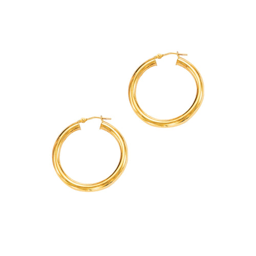 14Kt Yellow Gold 3X20mm Shiny Super Lite Tube Earring