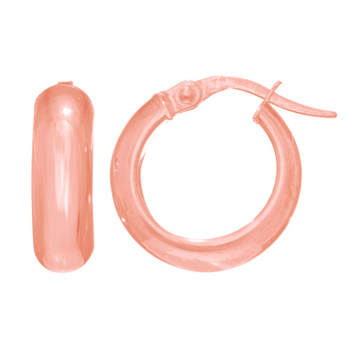 14Kt Rose Gold 4.95X14.85mm Shiny Small Domed Hoop Earring with Hinged Clasp