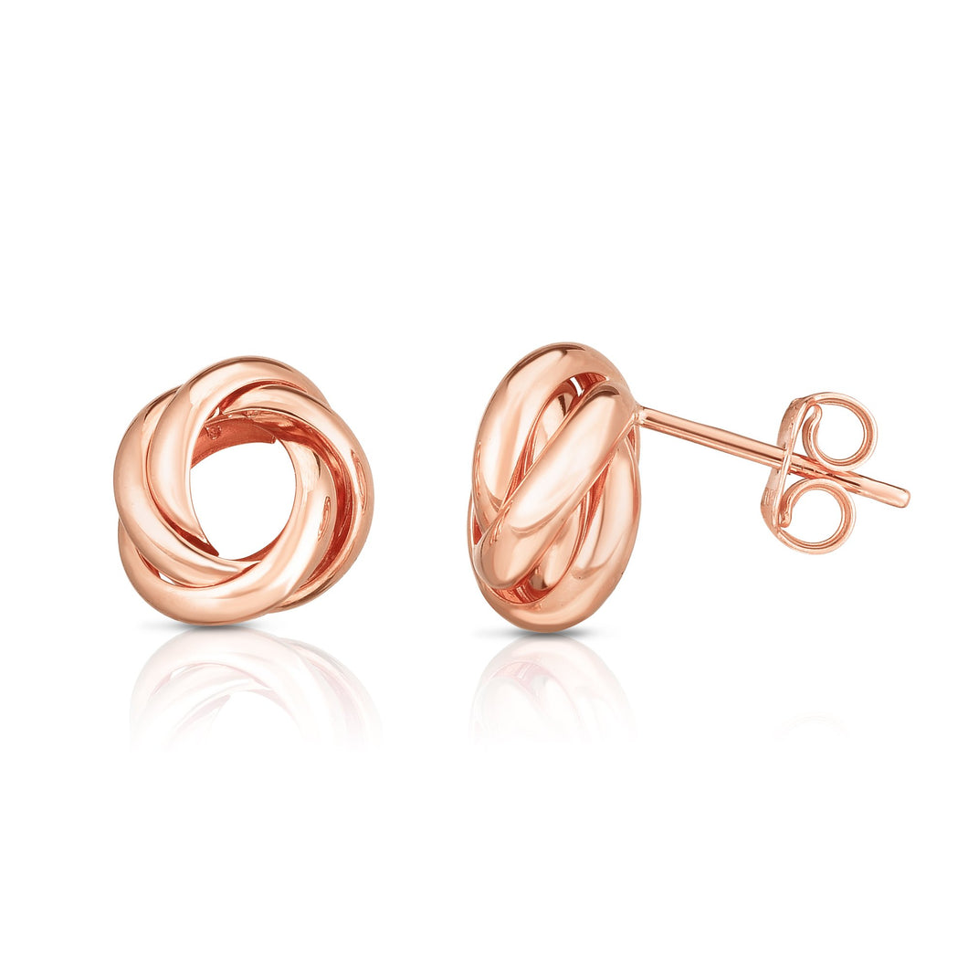 14K Rose  Gold Polished Open Knot Studs