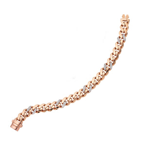 14K Rose Gold 8" .85CT Ferrara Diamond Chain Bracelet with Box Clasp