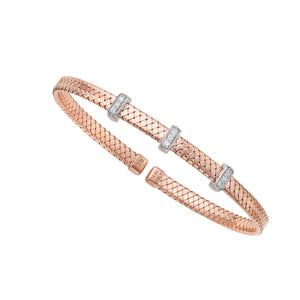 14K Rose Gold .13CT Diamond Basketweave Bangle